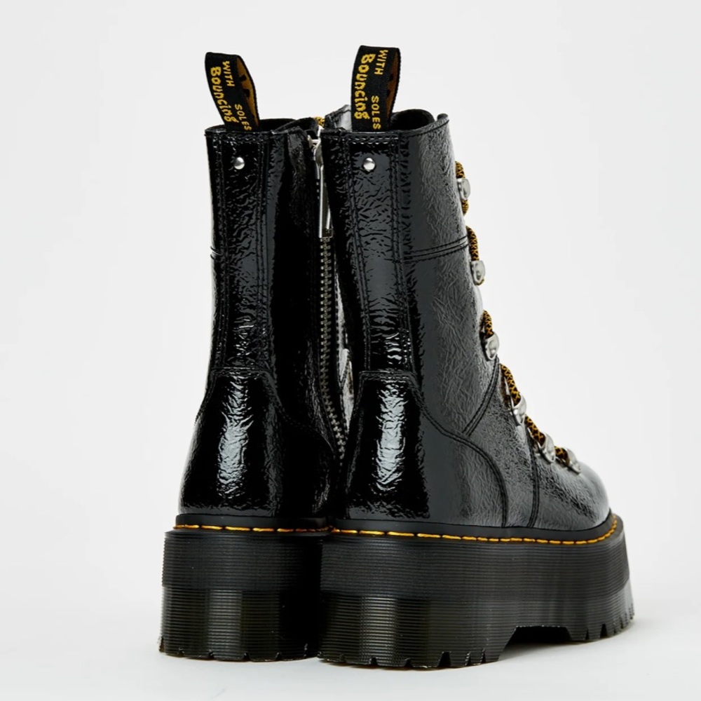 Dr. Martens Ghilana Max Distressed Patent Leather Platform Boots - Picture 10 of 13